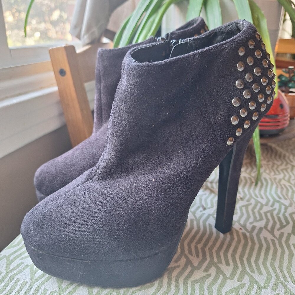 Studded platform ankle heels